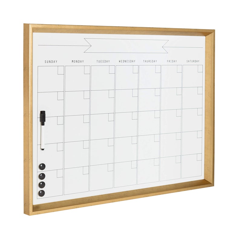 DesignOvation Calter Modern Framed Magnetic Dry Erase Monthly Calendar, Gold - Image 1